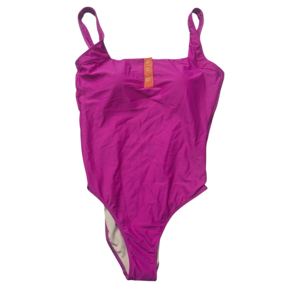summersalt Magenta One-Piece Swimsuit with Orange Accent